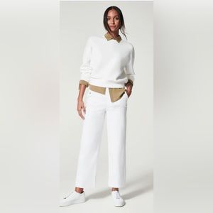 SPANX Stretch Twill Cropped Wide Leg Pant Bright White | S